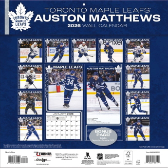 Toronto Maple Leafs naptár 2026 Wall Auston Matthews #34