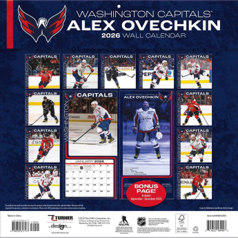 Washington Capitals naptár #8 Alexander Ovechkin 2026 Wall