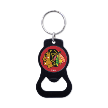 Chicago Blackhawks kulcstartó üveg nyitóval Black Ring