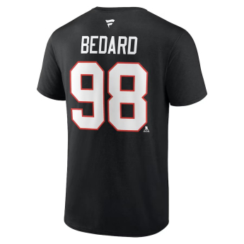Chicago Blackhawks férfi póló Connor Bedard #98 Name & Number Black