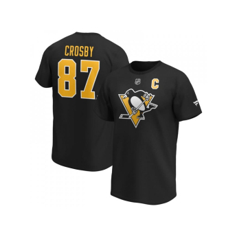 Pittsburgh Penguins férfi póló Sidney Crosby #87 Stack Logo Name & Number black