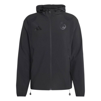 Real Madrid férfi kapucnis kabát Travel Windbreaker black