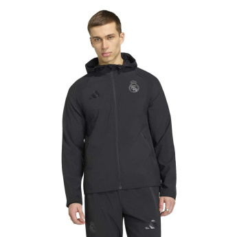 Real Madrid férfi kapucnis kabát Travel Windbreaker black