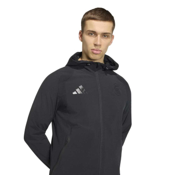 Real Madrid férfi kapucnis kabát Travel Windbreaker black