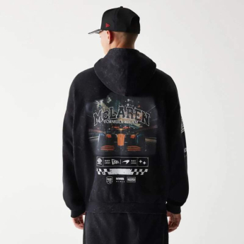 Mclaren Honda férfi kapucnis pulóver zip GRPHC washed black F1 Team 2026