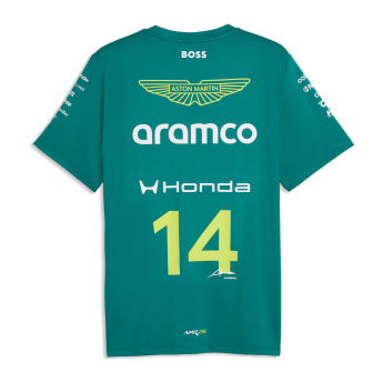 Aston Martin férfi póló Fernando Alonso #14 green official Teamline Replica F1 Team 2026
