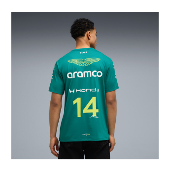Aston Martin férfi póló Fernando Alonso #14 green official Teamline Replica F1 Team 2026