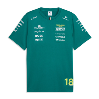 Aston Martin férfi póló Lance Stroll #18 green official Teamline Replica F1 Team 2026