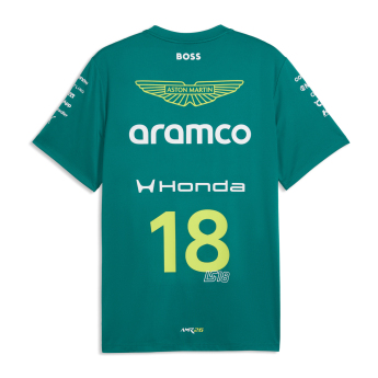 Aston Martin férfi póló Lance Stroll #18 green official Teamline Replica F1 Team 2026