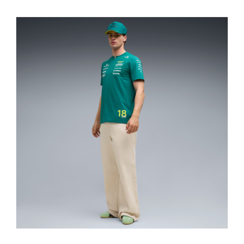 Aston Martin férfi póló Lance Stroll #18 green official Teamline Replica F1 Team 2026