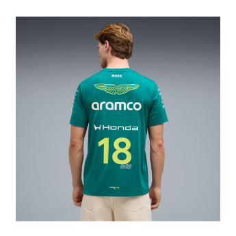 Aston Martin férfi póló Lance Stroll #18 green official Teamline Replica F1 Team 2026