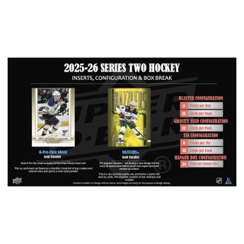 NHL dobozok NHL hokikártyák 2025-26 Upper Deck Series 2 Blaster Box