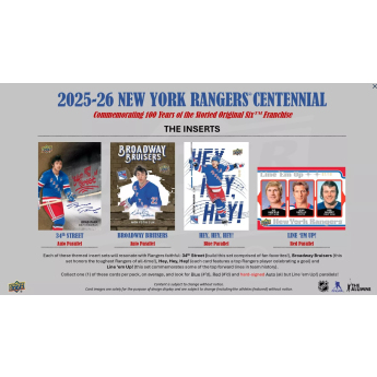 NHL dobozok NHL hokikártyák 2025-26 Upper Deck New York Rangers NHL Centennial Hobby Box