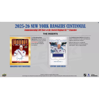 NHL dobozok NHL hokikártyák 2025-26 Upper Deck New York Rangers NHL Centennial Hobby Box