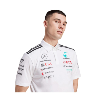 Mercedes AMG Petronas pólóing white official Teamline Replica F1 Team 2025