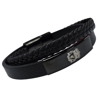 FC Liverpool bőr karkötő Crest Black IP Leather Bracelet