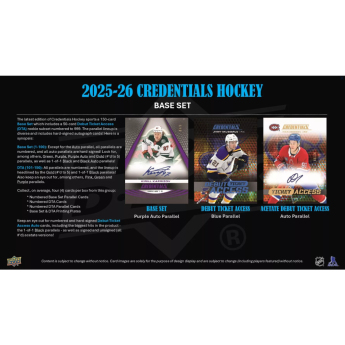 NHL dobozok NHL hokikártyák 2025-26 Upper Deck Credentials Hobby Box