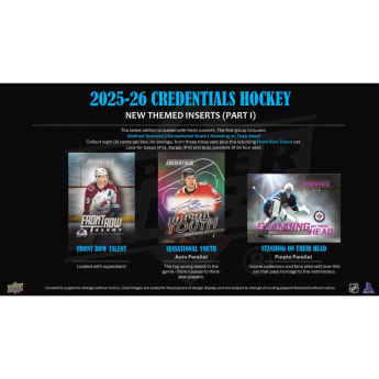 NHL dobozok NHL hokikártyák 2025-26 Upper Deck Credentials Hobby Box