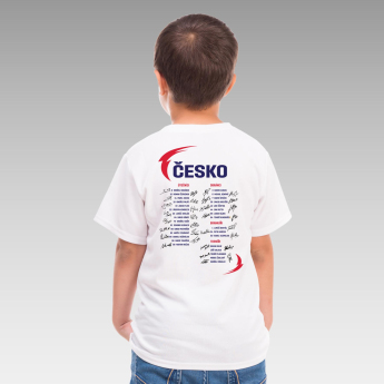 Jégkorong képviselet gyerek póló HOŠI DĚKUJEM Ice Hockey World Championship Czechia MS 2024 White