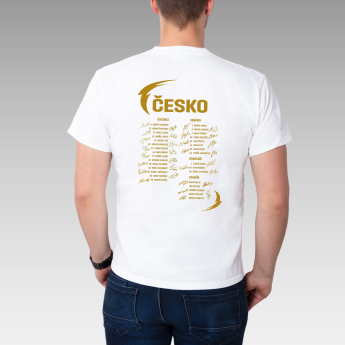 Jégkorong képviselet férfi póló HOŠI DĚKUJEM Ice Hockey World Championship Czechia MS 2024 GOLD EDITION White