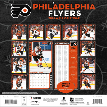 Philadelphia Flyers naptár 2025 Wall Calendar
