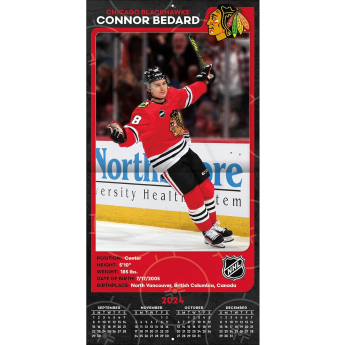 Chicago Blackhawks naptár Connor Bedard 2025 Wall Calendar