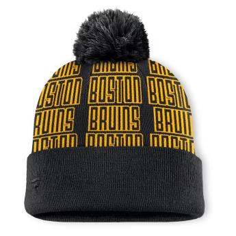 Boston Bruins téli sapka Fundamental Empty Net Cuffed Knit Hat with Pom Black