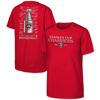 Florida Panthers gyerek póló 2025 Stanley Cup Champions Signature Roster red