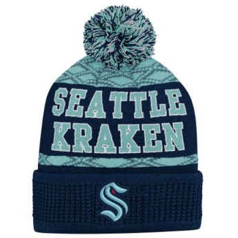 Seattle Kraken gyerek téli sapka Puck Pattern Cuffed Pom