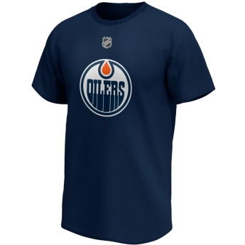Edmonton Oilers férfi póló Leon Draisaitl Iconic Name & Number Graphic navy