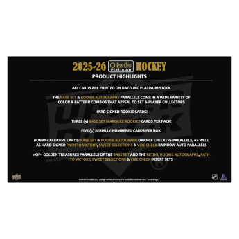 NHL dobozok NHL hokikártyák 2025-26 Upper Deck O-Pee-Chee Platinum Hobby Box