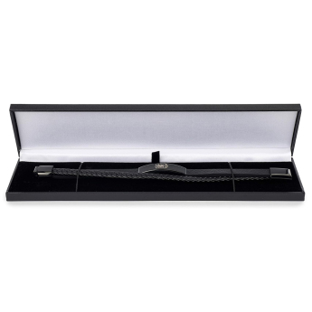 Aston Villa FC Black IP Leather Bracelet