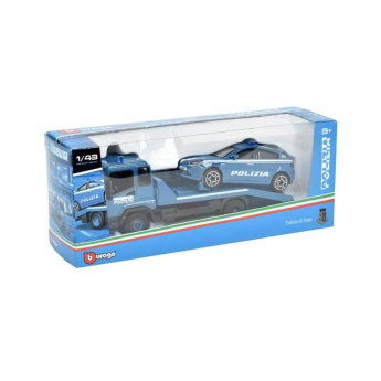 autó és motor modellek modell 1/43 Alfa Romeo Giulietta Polizia with a transport vehicle