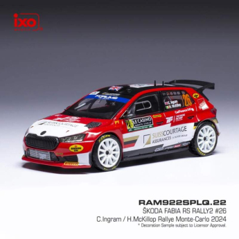 autó és motor modellek modell 1/43 Škoda Fabia Rally2 2024 N.26 C. Ingram - Rally Monte Carlo