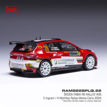 autó és motor modellek modell 1/43 Škoda Fabia Rally2 2024 N.26 C. Ingram - Rally Monte Carlo