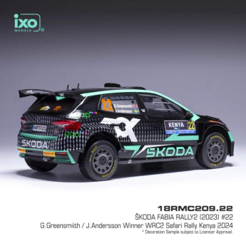 autó és motor modellek model 1/18 IXO Škoda Fabia Rally2, WRC, Safari Rallye Kenia, 2024, #22,