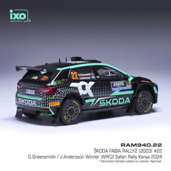 autó és motor modellek modell 1/43 IXO Škoda Fabia Rally2 #22 Greensmith/Andersson WRC Safari Rallye Kenia 2024