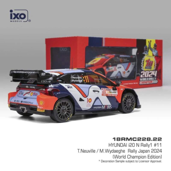 autó és motor modellek model 1/18 IXO Hyundai I20 N WRC Rally Japan 2024 World Champion T. Neuville