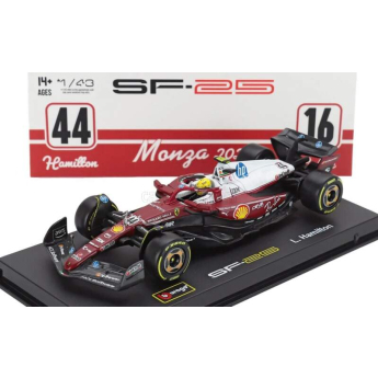 autó és motor modellek modell 1/43 Scuderia Ferrari SF-25 BBurago #44 Lewis Hamilton Monza 2025 Signature