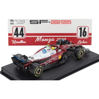 autó és motor modellek modell 1/43 Scuderia Ferrari SF-25 BBurago #44 Lewis Hamilton Monza 2025 Signature