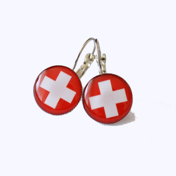Jégkorong képviselet fülbevaló Flag Switzerland