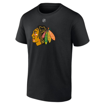 Chicago Blackhawks férfi póló Connor Bedard #98 Draft 2023 Stack Logo Name & Number Black