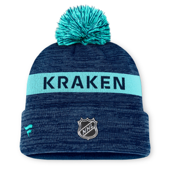 Seattle Kraken téli sapka Authentic Pro Rink Beanie Cuff With POM