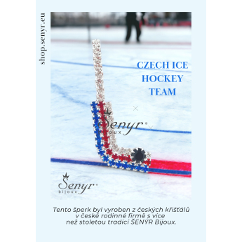 Jégkorong képviselet bross Czech Hockey Tricolor Silver Plated Hockey Stick