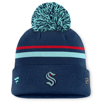 Seattle Kraken női téli sapka Authentic Pro W/Cap Cuffed Pom Beanie