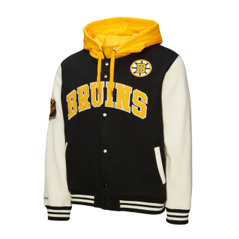 Boston Bruins férfi kapucnis pulóver Courtside Fleece Button Front Current Logo