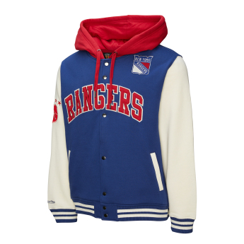 New York Rangers férfi kapucnis pulóver Courtside Fleece Button Front Vintage Logo