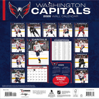 Washington Capitals naptár 2026 Wall