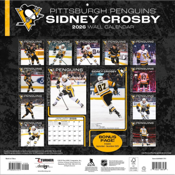 Pittsburgh Penguins naptár #87 Sidney Crosby 2026 Wall
