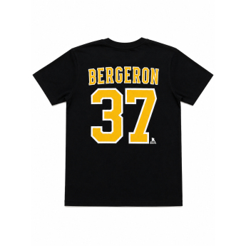 Boston Bruins férfi póló Patrice Bergeron #37 Boston Bruins NHL Iconic Name & Number Graphic